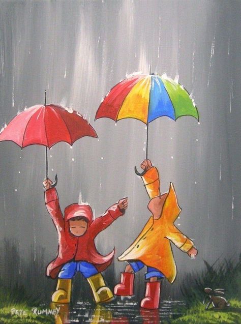 Painting Umbrella, Paintings Abstract Art, Umbrella Painting, Rain Painting, Umbrella Art, Collage Art Projects, Paintings Abstract, 수채화 그림, Art Happy