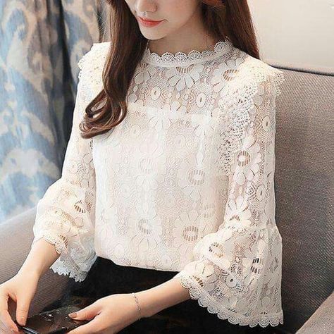 Trendy Dresses Summer, Ladies Tops Blouses, Under Shirt, Womens Lace Tops, Modest Fashion Hijab, Ladies Blouse Designs, Fashion Tops Blouse, Stylish Blouse Design, Korean Fashion Dress