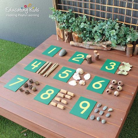 Educating Kids on Instagram: “Learning to count with nature…🌿🍂🐚 . . . . . #numeracy #counting #nature #numbers #stage #educatingkids #inspiring #playful #learning…” Counting Activities Preschool, Numeracy Activities, Learning To Count, Eyfs Classroom, Playful Learning, Playbased Learning, Nature School, Montessori Math, Activities Preschool