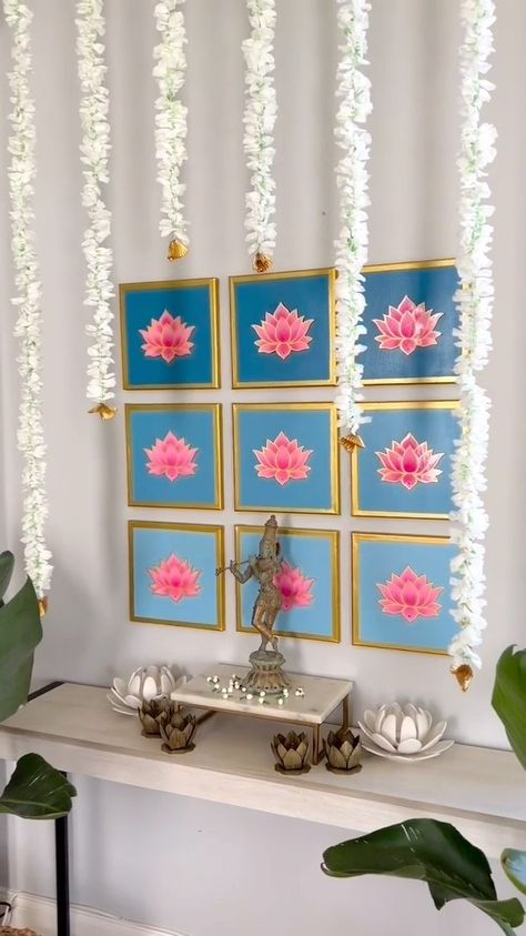 D.I.Y Wali Diwali Even though I am a homedecor seller, I still encourage my followers to DIY. I’ve always maintained that decor is a nice… | Instagram Ganpati Decoration Theme, Rangoli Diwali, Ganpati Decoration At Home, Janmashtami Decoration, Diy Floral Decor, Diwali Decorations At Home, Diwali Decoration Items, Housewarming Decorations, Diy Diwali Decorations