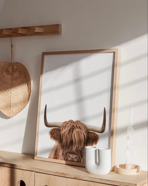 Super cute highland cow framed poster, and comes in many colours. Cute for cowgirls room decor! Cow Pictures Decor Bedroom, Gallery Wall Frame Sizes, Highlander Cow, Thick Fringe, Bull Pictures, Highland Cow Wall Art, Cow Wall Decor, Haus And Hues, Pictures Wall Decor