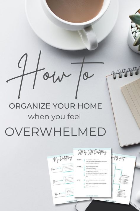 How to declutter when you're feeling overwhelmed: 3 printable checklists: A guide to choosing where to start, a step-by-step checklist, and more Starting Life Over Checklist, Kitchen Declutter Organizing Ideas, Declutter Checklist, Organizational Hacks, Getting Organized At Home, How To Declutter, Organized Mom, Organizing Time, Organization Inspiration