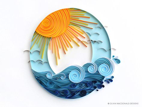 Masculine Quilling Ideas, Quilling Beach Theme, Quilled Seascape, Quilling Ocean, Quiling Paper Art, Quilling Paper Art, Quilling Letters, Arte Quilling, Paper Quilling Tutorial