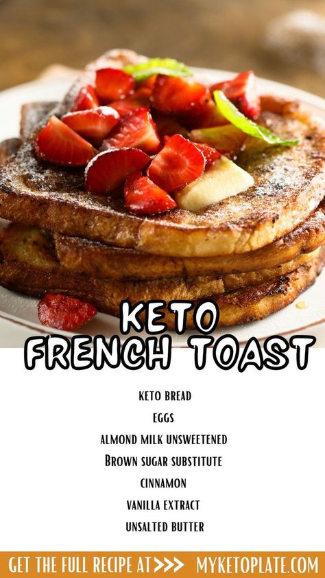 If you get tired of those basic breakfast recipes, then this keto french toast recipe is exactly what you need – a delicious and tender low carb French toast that fills you up and satisfies your sweet tooth at the same time. Keto Bread French Toast, Keto French Toast Recipe, French Toast Keto, Keto Toast, Low Carb French Toast, Basic Breakfast, Keto French Toast, Keto Oatmeal, Stuffed French Toast Cream Cheese