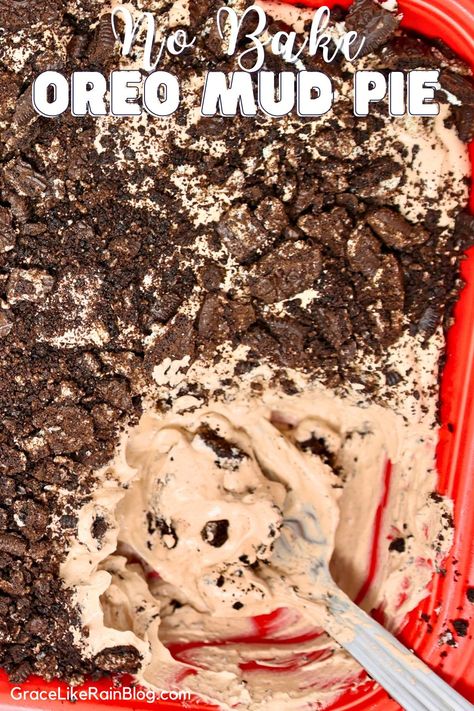 No Bake Oreo Mud Pie - Grace Like Rain Blog Pudding Mud Cups Dirt Cake, Low Calorie Dirt Pudding, Mud Cake Recipes Oreo Dirt Cups, No Bake Dirt Cake, Oreo Mud Pie Dirt Cake Chocolate Pudding, Oreo Dirt Cake With Gummy Worms, Oreo Mud Pie Dirt Cake, Oreo Dirt Pudding Recipe, Oreo Mud Cake