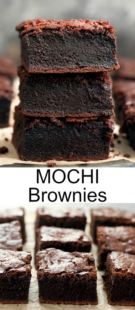 Best Butter Mochi Recipe, Mochi Cupcakes Recipe, Chocolate Mochi Cakes, Mochi Flour Recipes Baking, Vegan Mochi Brownie, Asian Baking Desserts, Gluten Free Korean Dessert, Vegan Mochi Cake, Mochi Brownies Recipe