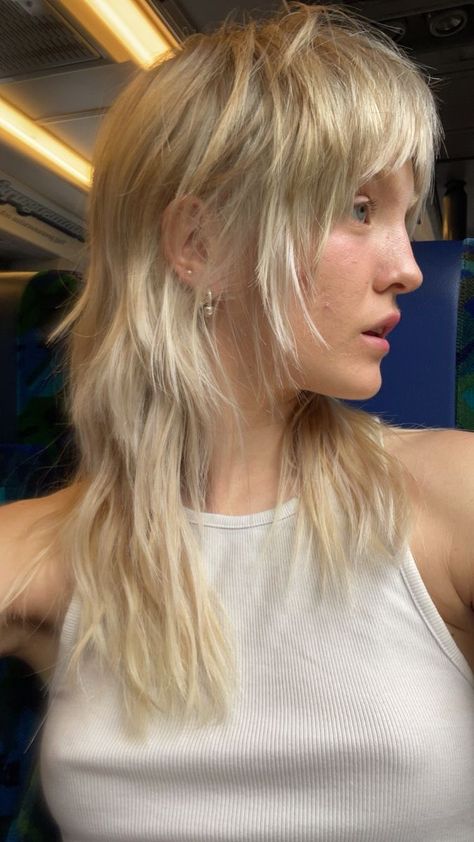 Wolf Lob Haircut, Blonde Shullet, Mullet Women Straight Hair, Modern Mullet Women Long, Mullet Shag Hairstyle Women, Shag Straight Hair, Womens Mullet, Shag Mullet Straight Hair, Straight Shag