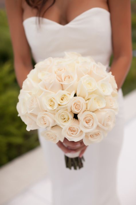 Ivory Rose Bouquet Classic Rose Bouquet, Ivory Roses Bouquet, All Rose Bouquet Wedding, All Rose Bouquet, Ivory Rose Wedding Bouquet, Bridal Rose Bouquet, Ivory Rose Bouquet, Ivory Wedding Bouquet, White Rose Bridal Bouquet