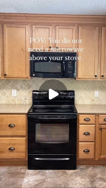 Leslie Rodgers on Instagram: "POV:  You don’t need a microwave above your stove.  In early December when I shared how we updated our 2000’s kitchen on a budget, the item that had interested everyone and what I received the most questions about was the removal of the microwave.  So the microwave removal gets its own reel. ❤️   We are a family of six and and all of us are capable in the kitchen. Having the microwave above the stove was a hindrance to anyone using the stove. Either we were ducking when the door was opened as we prepared meals, or we were moving out of the way so another family member could access to the microwave/stove.   Basically, if the stove was in use, odds were the microwave was as well.  We were already aware that we were going to replace the backsplash. I wanted somet Microwave Under Cabinet, Microwave Above Stove, Over The Stove Microwave, Open Kitchen Cabinet, Kitchen Budget, Were Moving, Kitchen Cottage, Kitchen Country, Prepared Meals