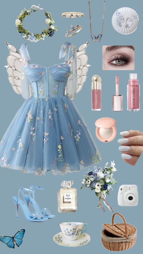 #outfits #fashion #outfit #fairycore #fairyaesthetic #fairytale #fairygrunge #fairymoodboard #cottage #cottagecoreaesthetic #cottagecoreshuffle #cottagecorevibes #cottagecoreoutfits #blue #blueaesthetic Blue Fairy Outfit, Fairycore Outfit, Fairy Garden Birthday Party, Fairy Outfit, Garden Party Birthday, Garden Birthday, Fairy Aesthetic, Fairy Queen, Blue Fairy