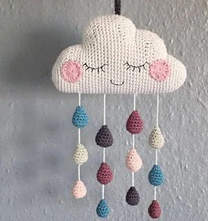 Crochet Cloud, Crochet Mobile, Crochet Baby Toys, Crochet Elephant, Crochet Amigurumi Free, Crochet World, Crochet Diagram, Crochet Home, Crochet Dolls