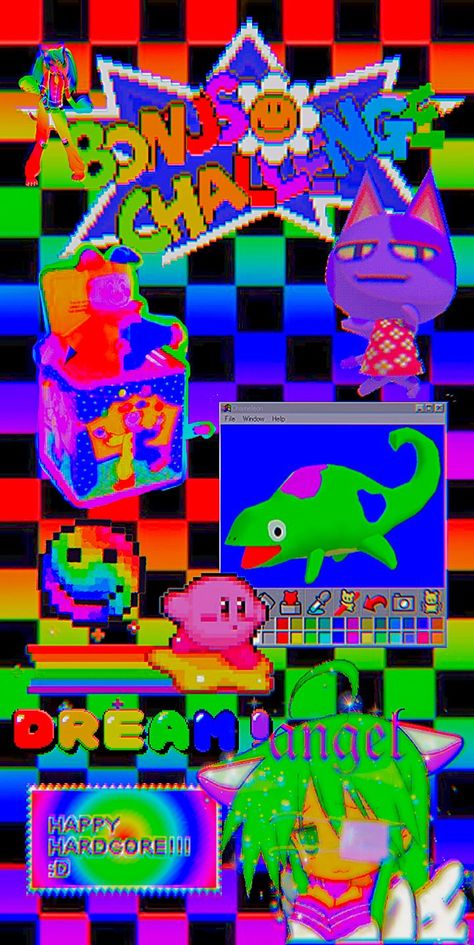 Wallpaper Werid Core, Rainbow Scenecore Background, Rainbow Scene Wallpaper, Creepy Rainbow Aesthetic, Rainbow Scene Aesthetic, Eye Strain Background, 2000s Core Wallpaper, Wired Core Wallpaper, Scene Core Background