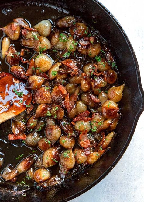 Creamed Pearl Onions Recipe, Creamed Pearl Onions, Pearl Onions Recipe, Pearl Onion Recipe, Best Ina Garten Recipes, Balsamic Glaze Recipes, Cooking Channel Recipes, Veggie Ideas, Baked Onions