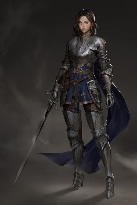 "Knight" by Inyoung Kim Knight Outfit, Comic Clothes, Crusader Knight, Female Armor, Female Character Concept, Female Fighter, Female Knight, Knight Art, Knight Armor