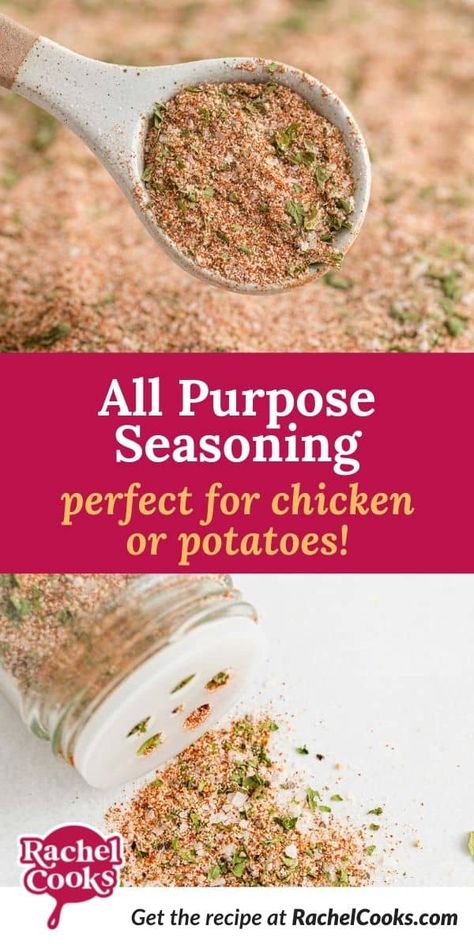 Make your own all purpose seasoning to add flavor to meats, vegetables, and salads. It's so tasty and you'll find yourself reaching for it again and again. All Purpose Seasoning Recipe, Homemade Shake And Bake, Salmon Roasted, Homemade Dressing Recipe, Chicken Seasoning Recipes, Seasoned Broccoli, Homemade Dry Mixes, Season Chicken, Baked Chicken Drumsticks