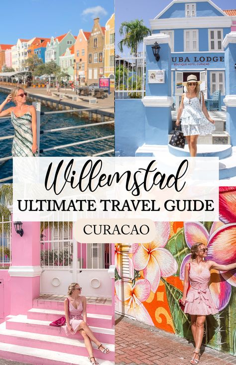 Collage of four pictures of Willemstad with text Willemstad ultimate Travel Guide Curacao Best Things To Do In Curacao, Willemstad Curacao Things To Do, Things To Do In Curacao, Curacao Culture, Williamstad Curacao, Curacao Honeymoon, Curacao Willemstad, Curacao Travel, Curacao Vacation