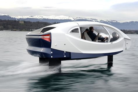 This zero-emissions flying water car lets you ditch traffic and sail to work Water Taxi, Electric Boat, Float Your Boat, Cool Boats, Lake Geneva, Yacht Design, Boat Design, Small Boats, Motor Boats