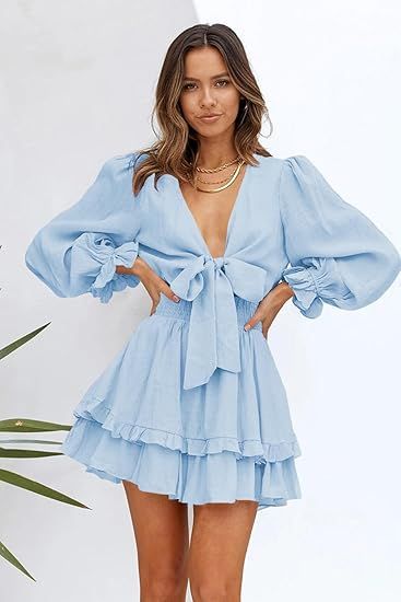 Mini dress suitable for date, lunch or events Tiered Mini Dress, Bodycon Floral Dress, Dress Cake, Corsets And Bustiers, Sweater Dress Midi, Denim Coat Jacket, Lantern Sleeve, Basic Outfits, Plus Size Lingerie