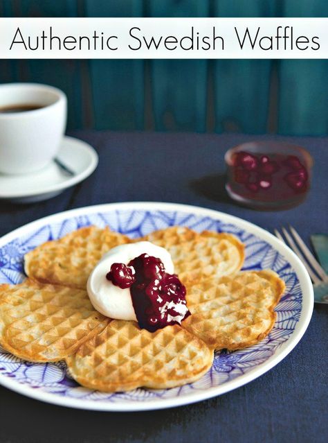 Authentic Swedish Waffles Recipe Swedish Waffles Recipe, Swedish Cuisine, Swedish Dishes, Waffles Recipe, Norwegian Food, Scandinavian Food, Swedish Recipes, Waffle Recipes, Pancakes And Waffles