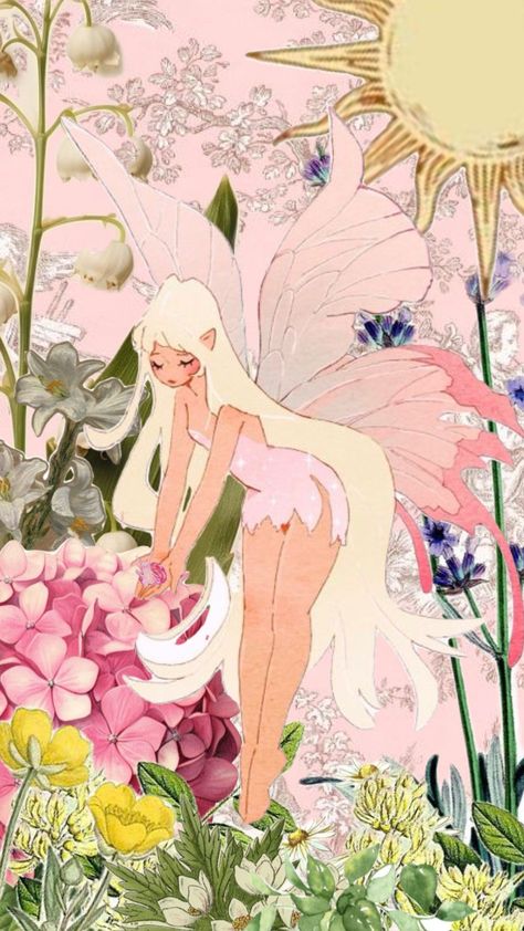 Garden Fairy of Mercy #wallpaper #fairy #garden #flowers #pink Pink Fairy Garden Aesthetic, Fall Fairy Wallpaper, Pink Mushroom Fairy, Fairy Computer Wallpaper, Cute Fairy Wallpaper, Fairy Core Wallpaper, Pink Fairy Aesthetic, Mercy Wallpaper, Fairy Girl Aesthetic