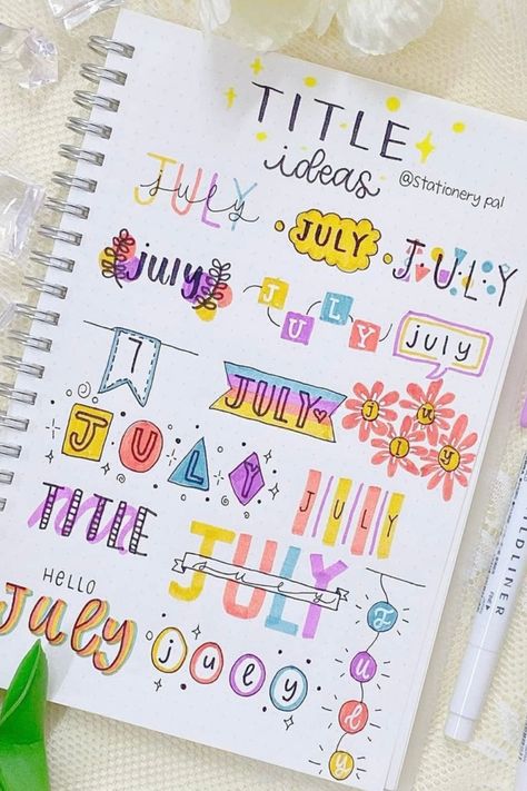 bujo header ideas, bujo headers, bujo July header, bujo titles header, bullet journal July header, July bujo header, July bujo headers, July bujo ideas, July bujo spread, July bujo theme, july bullet journal, July bullet journal header, July bullet journal headers, July bullet journal title, July bullet journal titles, July header, July header ideas, July headers, July headers bullet journal, July heading, July title, July title ideas, July titles, July titles header, July Journal Ideas Aesthetic, Bujo Header Ideas, Summer Title Ideas, Header Ideas For Projects, July Journal Spread, May Journal Spread, July Handlettering, July Journal Ideas, August Bujo Theme