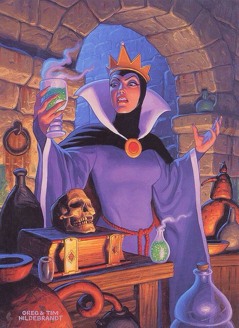 The Evil Queen by Greg & Tim Hildebrandt Deco Disney, Disney Evil Queen, Snow White Evil Queen, Evil Disney, Evil Queens, Images Disney, Dark Disney, Disney Favorites, Adventure Time Anime