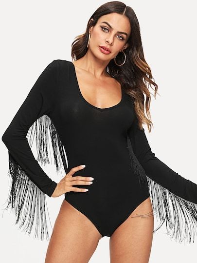 Fringe Bodysuit Outfit, Fringe Bodysuit, Layered Fringe, Fringe Clothing, Bodysuit Outfit, Practice Wear, Body Suit Outfits, Bandage Dress Bodycon, Stage Costume