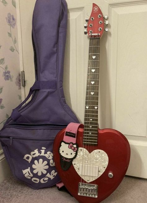 Green Icons Aesthetic, Hello Kitty Guitar, Aesthetic Guitar, Green Icons, Electric Guitar Design, Guitar Obsession, Cool Electric Guitars, Guitars For Sale, Hello Kitty Items