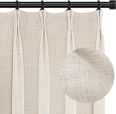 Amazon.com: 100% Blackout Shield Linen Blackout Curtains for Bedroom,Pinch Pleated Blackout Curtains 96 Inches Long with Liner, Thermal Insulated Textured Drapes for Living Room, W40xL96, Dark Flax : Home & Kitchen Amazon Pleated Curtains, Tweed Curtains, Linen Curtains Living Room, Pinch Pleated Curtains, Grey Curtains Living Room, Patio Drapes, Vermont House, Neutral Curtains, Insulated Drapes