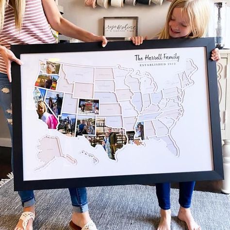 50 States Travel, Travel Collage, Map Maker, Create Picture, Photo Maps, Travel Map, Usa Map, Photo Matting, Map Gifts