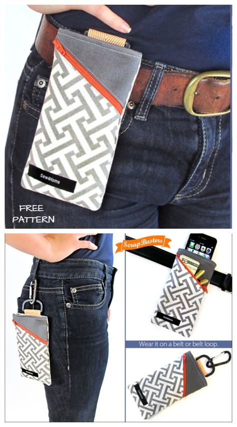 DIY Handy Clip-on Belt Pouch Free Sewing Pattern & Tutorial Diy Belt Pouch Bag, Belt Pouch Pattern Free, Cellphone Bag Diy Sewing Patterns, Hip Pouch Pattern Free, Phone Pouch Diy Sewing, Phone Case Sewing Pattern, Sew Phone Pouch, Belt Pouch Pattern Sewing, Phone Belt Pouch