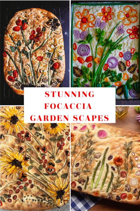 Focaccia Bread Art Flower, Foccacia Bread Flowers, Focaccia Bread Art Ideas, Focaccia Flower Bread, Pretty Foccacia Bread Recipes, Garden Focaccia Bread, Birthday Foccacia, Decorative Foccacia, Flower Focaccia Bread