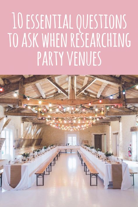 10 essential questions to ask when researching party venues #partyplanning #parties #eventplanning Event Venue Business, Law Education, Wedding Planner Business, Yosemite Wedding, Planning Business, Event Planning Business, Essential Questions, Wedding Barn, Wedding Vendor