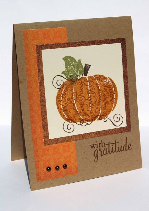 Diy Thanksgiving Cards, Fall Cards Handmade, Thanksgiving Cards Handmade, Fall Greeting Cards, Pumpkin Cards, Ctmh Cards, Thanksgiving Cards, Heart Cards, Fall Cards