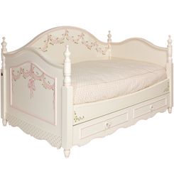 Charlotte Daybed w/Trundle w/Ribbons & Roses Cute Furniture, Daybed With Trundle, Cute Bedroom Decor, Cute Room Ideas, Pretty Room, Dreamy Room, Room Deco, Bed Size, Dream Room Inspiration