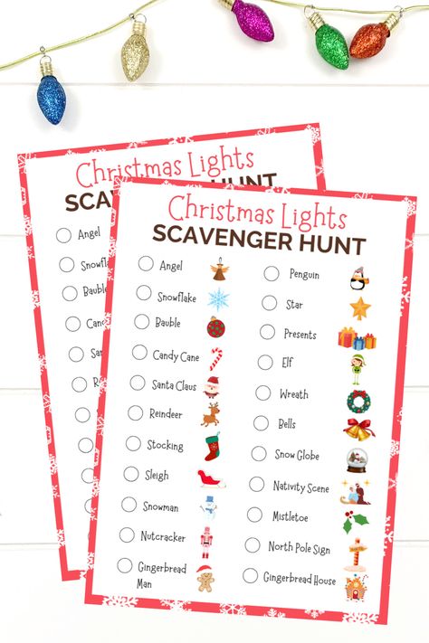 Christmas Light Scavenger Hunt For Kids, Christmas Lights Scavenger Hunt List, Christmas Lights Bingo Free Printable, Holiday Light Scavenger Hunt, Christmas Light Bingo Free Printable, Christmas Light Bingo Printable, Christmas Lights Scavenger Hunt For Kids, Christmas Party Free Printables, Christmas Light Scavenger Hunt Free