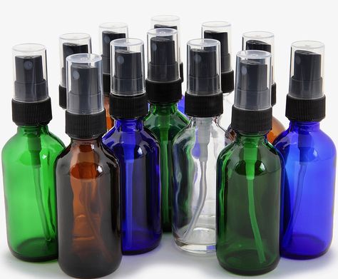 Vivaplex 12 Assorted Colors 2 oz Glass Bottles with Black Fine Mist Sprayers ** You can get additional details at the image link. (Note:Amazon affiliate link) Diy Extracts, Magical Accessories, Green Glass Bottles, Glass Spray Bottle, Amazon Beauty Products, Mist Spray, Perfume Oils, Room Spray, Oil Blend