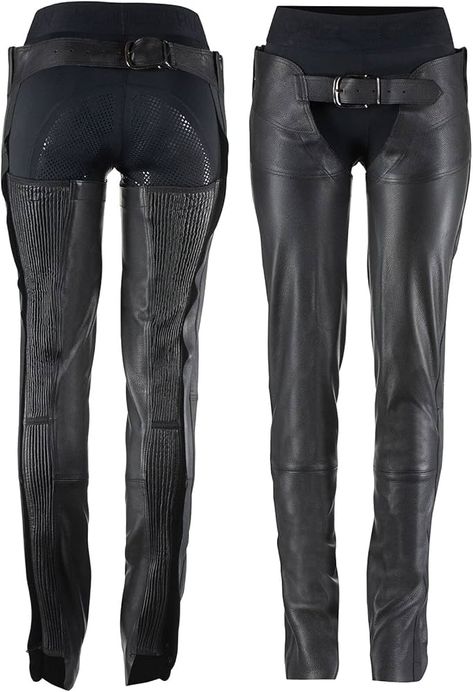 Amazon.com: HORZE Blake Leather Full Chaps - Black - M : Automotive Black Chaps, Women Leather, Leather Women, Leather, Clothes, Black