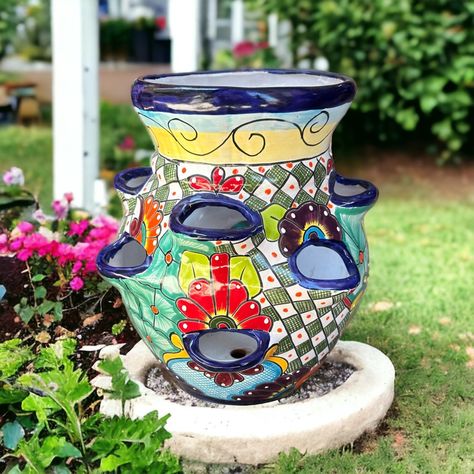 PRICES MAY VARY. Elevate your garden with our exquisite Talavera Strawberry Planter. Handcrafted by skilled Mexican artisans, this vibrant piece adds charm and color to your outdoor space. Each planter is a unique masterpiece, reflecting the artistry and expertise of its creators. , these planters combine nature and craftsmanship. Strawberry Planter, Mexican Garden, Strawberry Planters, Mexican Talavera, Mexican Pottery, Planter Pots Indoor, Backyard Decor, Intricate Designs, Indoor Planters