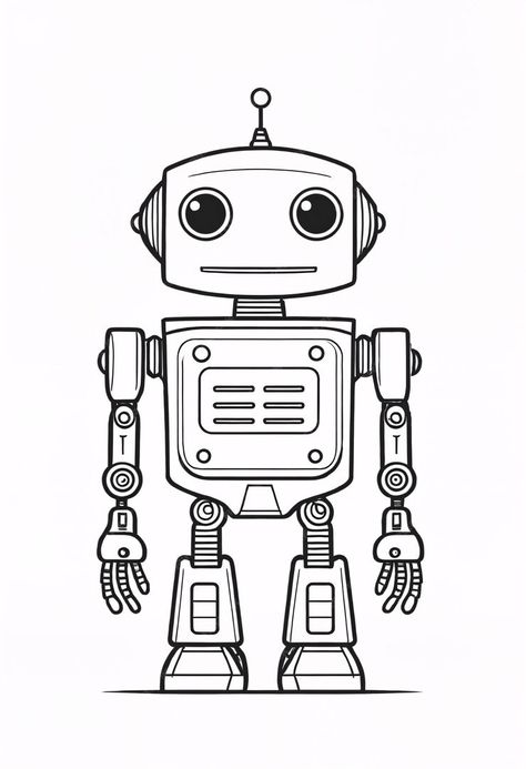 Premium Photo | A drawing of a cartoon robot coloring book illustration Cute Robot Drawing, Robot Drawing Ideas, Cute Robot Illustration, Robots Art Drawing, Drawing Robots, Robot Drawings, Blender Inspiration, Robot Mascot, Robot Coloring