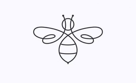 Simple Bee Design, Beehive Tattoo Design, Minimalist Bee Tattoo Simple, Bumble Bee Tattoo Simple Outline, Cute Bug Tattoo Simple, Bee Tattoo Ideas Minimalist, Infinity Bee Tattoo, One Line Bee Drawing, Minimalist Bee Drawing