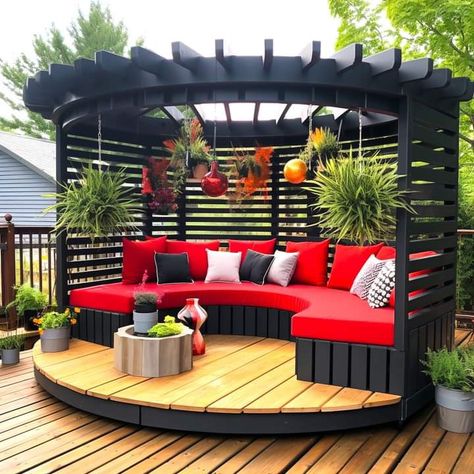 Outside Seating, Winter Porch, Deck Designs Backyard, Backyard Remodel, Apartment Patio Decor, Diy Garden Furniture, Home Garden Design, Patio Decorating Ideas, Outdoor Decor Backyard