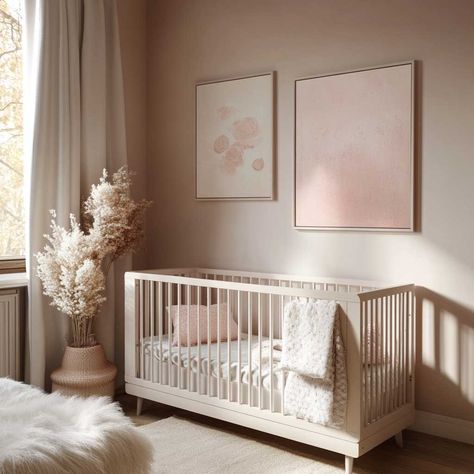 Minimalist Pink Nursery, Modern Girl Nursery Ideas, Girl Neutral Nursery Ideas, Nursery Ideas Girl Neutral, Girls Nursery Ideas Pink, Simple Girl Nursery Ideas, Neutral Pink Nursery, Pink Neutral Nursery, Neutral Girls Nursery