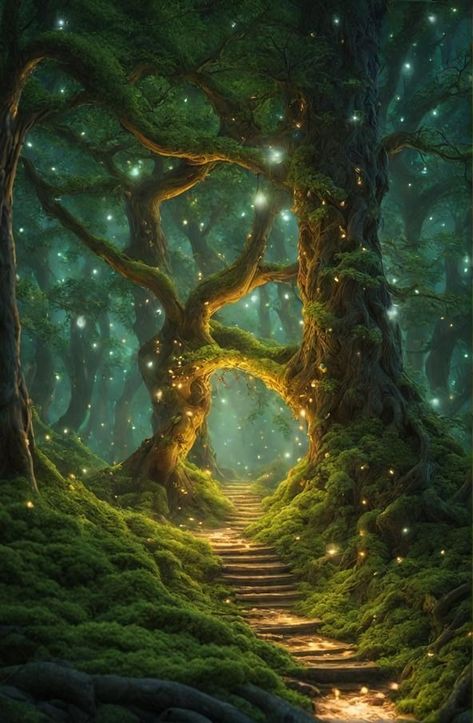 Fairy Scenery Aesthetic, Fairytale Forest Art, Faerie Forest Aesthetic, Forest Faerie Aesthetic, Glowing Forest Art, Fairy Land Magical Forest Aesthetic, Fairytale Forest Aesthetic, Fairytale Aesthetic Forests, Magical Background Fairytale