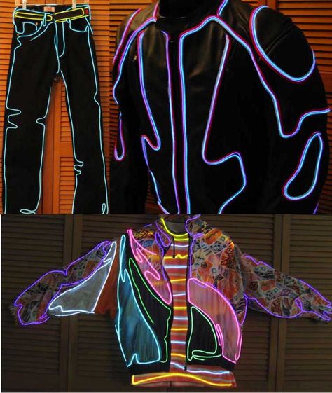 #musicexperiment #arcadefire #reflektor #mtviggy #intel #LA #losangeles #costume #inspiration #contest Light Up Festival Outfit, Black Light Fashion, Blacklight Costume, Elemental Outfits, Electroluminescent Wire, Light Up Clothes, Light Up Costumes, Led Costume, Smart Textiles