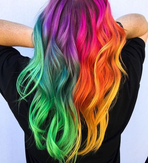 DIY Rainbow Hair at Home: Achieve a Summer Hair Makeover on a Budget Mullet Fade, Hair Colour Inspo, Mermaid Hair Color, Creative Hair Color, Cute Hair Colors, Rainbow Hair Color, Multi Colored Hair, Colourful Hair, Dyed Hair Inspiration