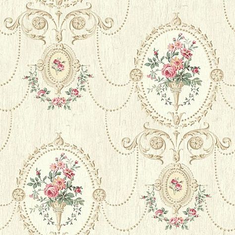 Shabby Chic Dressers, Strawberry Wallpaper, Floral Shabby Chic, Shabby Chic Wallpaper, Doll House Wallpaper, Victorian Wallpaper, Chic Wallpaper, Doll House Crafts, Shabby Chic Dresser