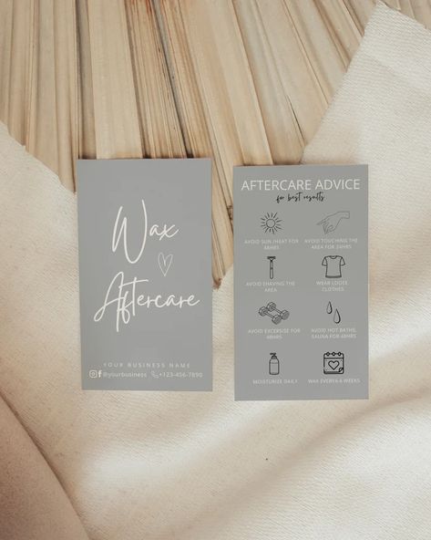 Waxing Aftercare Card Template Wax Aftercare Card Template Wax Care Guide Editable Wax Care Card Waxing Template Waxing Post Care Canva - Etsy Spain Waxing Template, Waxing Post, Waxing Aftercare, Aftercare Cards, Tattoo Care Instructions, Canva Etsy, Guideline Template, Tattoo Care, Nail Care Tips