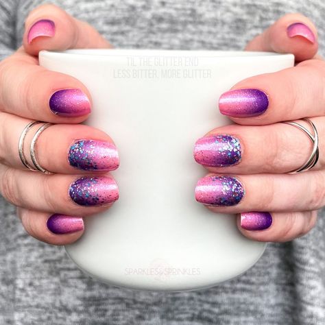 Til The Glitter End Color Street, Color Street Spring Mixed Mani, Mani Designs, Less Bitter More Glitter, Fine Hair Tips, Purple Ombre Nails, Pedi Ideas, Mixed Mani, Ombre Nail