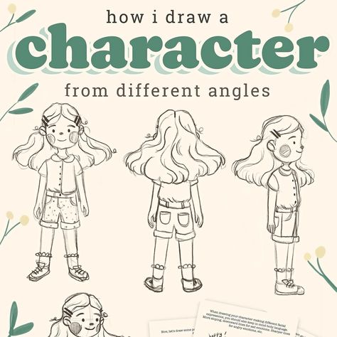 in my “how i draw characters from different angles” mini tutorial i give all my tips for keeping a consistent character when drawing them in different poses or with different expressions 👯‍♀️😊✨ this tutorial is part of my character bundle, but also my procreate starter bundle (best value!) 🥳 use code INSTA15✨ #drawingtutorial #illustrationtutorial #arttutorial #drawingtips #digitalarttutorial #drawingtips #drawingtipsandtricks How To Draw Cute Cartoon People, How To Draw Mini Characters, Hairlines Drawing, How To Draw A Comic Character, Cute Pose Ideas Drawing, How To Draw Kids Character Design, How To Draw Simple Characters, Character Drawing Reference Poses, Character Study Drawing